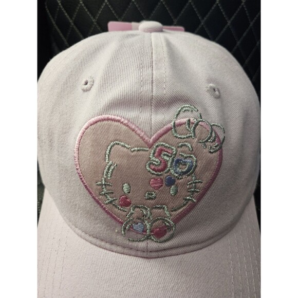 Hello Kitty 50th Anniversary Pink Baseball Cap with Ribbon Tie Back main image 7